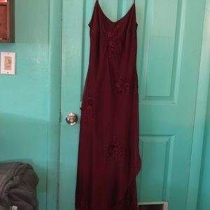Burgundy spaghetti strap dress
